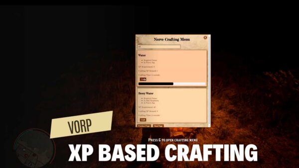 Dive into XP-based crafting with the RedM Vorp system. Unlock new crafting possibilities and enhance your gaming experience.